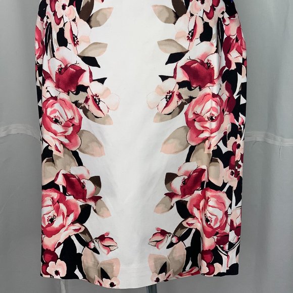 White House Black Market Pencil Skirt with Roses Floral Sz 2 - Picture 4 of 8